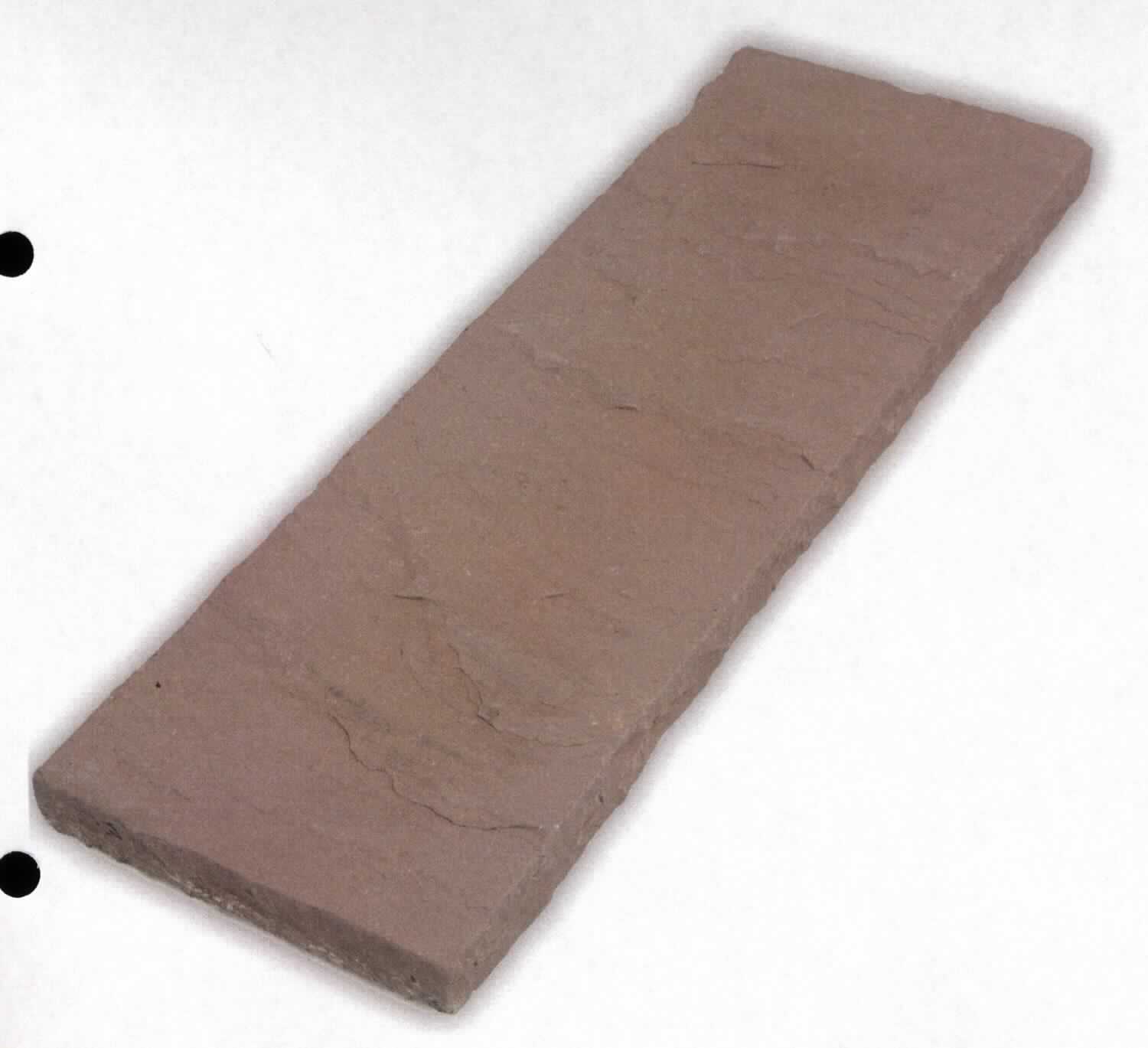 Angaben:
Abdeckplatten MANDRA
Bearbeitung: Oberfläche spaltrau & sehr eben, Kanten überspitzt, Unterseite kalibriert mit Wassernase an den Längsseiten 
Farbe: gelb-hellbeige 
Material: Sandstein 
Herkunft: Indien 
Größe 4 x 28 x 100 cm 30 kg/Stück 
Größe 6 x 35 x 100 cm 59 kg/Stück

Befund:
Bearbeitete Werksteine und Waren daraus