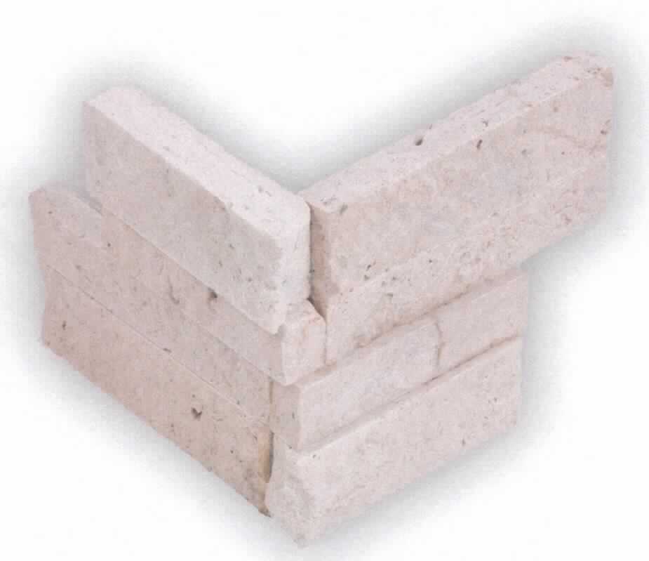 Angaben:
Verblender - Eckteil - VANILLA ROMANA ROX
Bearbeitung: Oberfläche naturrau, Seiten gesägt, als System verklebt, Z-Typ, Rückseite gesägt & eben, Außenecken
Farbe: creme-beige
Material: Travertin
Herkunft: Türkei
Größe: 10/15x15x2-3,5 cm 5,5 kg / Stk.

Befund:
andere Werksteine und Waren daraus, lediglich geschnitten oder gesägt, mit ebener oder glatter Oberfläche