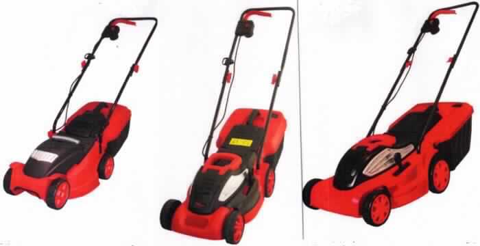 Elektrische Rasenmäher ELM 1200 U, ELM 1434 U, ELM 1638 U,
- aus einem vierrädrigen Gehäuse aus Kunststoff, mit horizontal rotierendem Schneidwerk, 
  Elektromotor (1200 W, 1400 W, 1600 W) und Grasfangkorb (Volumen: 30, 35 bwz. 45 Liter) 
  -Abbildung siehe Anlage-,
- mit einer Schnittbreite von 32 cm, 34 cm bzw. 38 cm, und 3-fach bzw. 5-fach verstellbarer 
  Schnitthöhe,
- zum Mähen von Rasenflächen.

"Rasenmäher mit Elektromotor und horizontalem Schneidwerk - Elektrischer Rasenmäher"