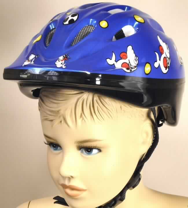 Sicherheitskopfbedeckung, sog. Kinderhelm, Foto siehe Anlage,
- aus Kunststoff mit kindlichen Motiven bedruckt,
- innen gepolstert mit Kunststoff (Styropor),
- mit Kinnriemen aus Spinnstoff und Kunststoff ausgestattet,
- auf verschiedene Kopfweiten einstellbar,
- in einer zur Verpackung dieser Waren üblichen Kunststofftüte 
  mit Gebrauchsanweisung verpackt,
- zur Verwendung als Schutzhelm für Kinder beim Fahrradfahren.