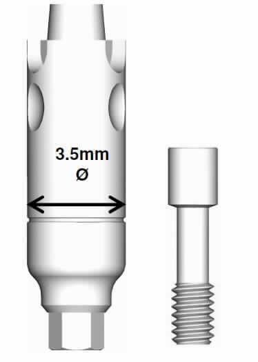 Abutment (künstlicher Zahnstumpf/Implantataufbau), sog. gerades Abutment, für Plattform 3,5 mm (TRI-Vent-Implantate), Art.-Nr. TV10-35, in Form einer Warenzusammenstellung in Aufmachung für den Einzelverkauf, bestehend aus einem zylindrischen, geraden Abutment aus einer Titanlegierung mit einem Durchmesser (Austrittsprofil) von 3,5 mm (charakterbestimmender Bestandteil im Hinblick auf die Verwendung) für eine zementierte Restauration sowie einer Halteschraube aus Titan Grad 5 (Art.-Nr. RS-TV10).
Äußere Form: siehe Abbildung in der Anlage.
Das Abutment wird mit Hilfe der Schraube auf ein künstliches Zahnwurzelimplantat (nicht Gegenstand dieser Auskunft) geschraubt und dient so der Befestigung im Kiefer des Menschen. Anschließend wird der Aufbau mit der endgültigen Versorgung (ebenfalls nicht Gegenstand dieser Auskunft) versehen.
Die Bestandteile der Warenzusammenstellung sind gemeinsam in einer Blisterverpackung untergebracht.

Die Ware wird als "Teil, erkennbar hauptsächlich für eine Ware der Zahnprothetik der Position 9021 2900 bestimmt" eingereiht.