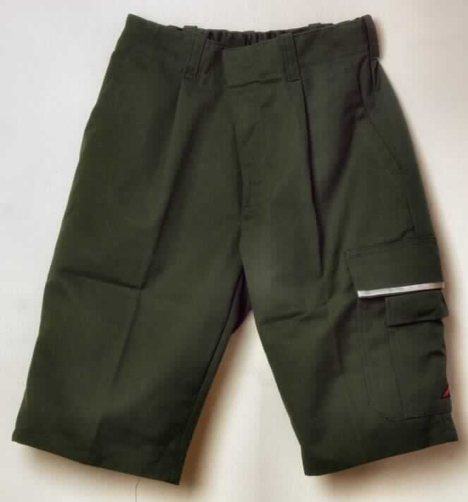 Kurze Hose für Männer, sog. Herren-Arbeitshose, Art. 1610-558-074, Größe 44, Foto siehe Anlage,
- aus 0,4 mm dicken, einfarbigen Geweben aus laut Antrag 65 % Polyester (synthetische 
  Chemiefasern) und 35 % Baumwolle,
- in der Taille abschließend mit einem teilweise elastischen Taillenbund, mit Gürtelschlaufen,
- vorn mit einer Öffnung mit Reißverschluss, verdeckt von einer Patte mit Knopfverschluss 
  im Bund von links auf rechts (Männerkleidung),
- mit zwei eingesetzten Eingriffstaschen; mit verschiedenen aufgesetzten Taschen auf den 
  Hosenbeinen (z. B. Zollstocktasche) und einer aufgesetzten Gesäßtasche, 
- mit einem reflektierenden Streifen auf einer Taschenpatte,
- mit kurzen Hosenbeinen, die nicht die Knie bedecken (Seitenlänge: 54 cm),
- an den Beinabschlüssen durch Umschlagen und Festnähen gesäumt,
- keine Einreihung als Arbeitskleidung, da u.a. bei kurzen Hosen eine entsprechende
  Unterteilung nicht vorgesehen ist.

"Kurze Hose, aus Geweben, für Männer, aus synthetischen Chemiefasern"
