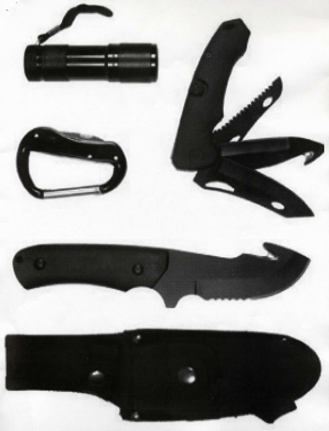"Klappmesser", 
aus verschiedenen Bestandteilen zusammengesetzte Ware 

- in Form eines Griffes aus unedlem Metall mit seitlichem Kunststoffüberzug, in den Griff 
  eingeklappt jedoch nicht aus dem Griff lösbar eingesetzt

- - ein Klappmesser, mit nicht feststehender, beidseitig geschliffener Klinge aus unedlem 
    Metall

- - eine Säge, mit gezacktem, nicht feststehendem Sägeblatt aus unedlem Metall

- -  ein Klappmessers mit beidseitig geschliffener Klinge und integriertem Aufreißhaken

- die ausklappbaren Bestandteile weisen diverse Aussparungen zur Gewichtsreduzierung 
  auf

- durch Betätigung jeweils eines Druckknopfes an der Unterseite des Griffs können die 
  eingerasteten Bestandteile eingeklappt werden

- das Klappmesser ist mit einer LED-Taschenlampe, einem Karabinerhaken und einem Messer 
  mit feststehender Klinge in einer speziell für die Aufnahme gestalteten Scheide mit 
  Gürtelschlaufe aufgemacht und dient dem dauernden Gebrauch. 
  Die Erzeugnisse sind zusätzlich gemeinsam in einem Pappkarton verpackt

- eine Einreihung als Warenzusammenstellung in Aufmachung für den Einzelverkauf i. S. d. AV 3 b) 
  kommt nicht in Betracht, da die einzelnen Waren nicht zur Befriedigung eines speziellen 
  Bedarfs oder zur Ausübung einer bestimmten Tätigkeit zusammengestellt wurden

Abbildung siehe Anlage.

Derartige Erzeugnisse gehören als "Messer mit schneidender, nicht feststehender Klinge aus 
unedlem Metall, kein Messer der Pos. 8208" zum TARIC-Code 8211 9300 00.