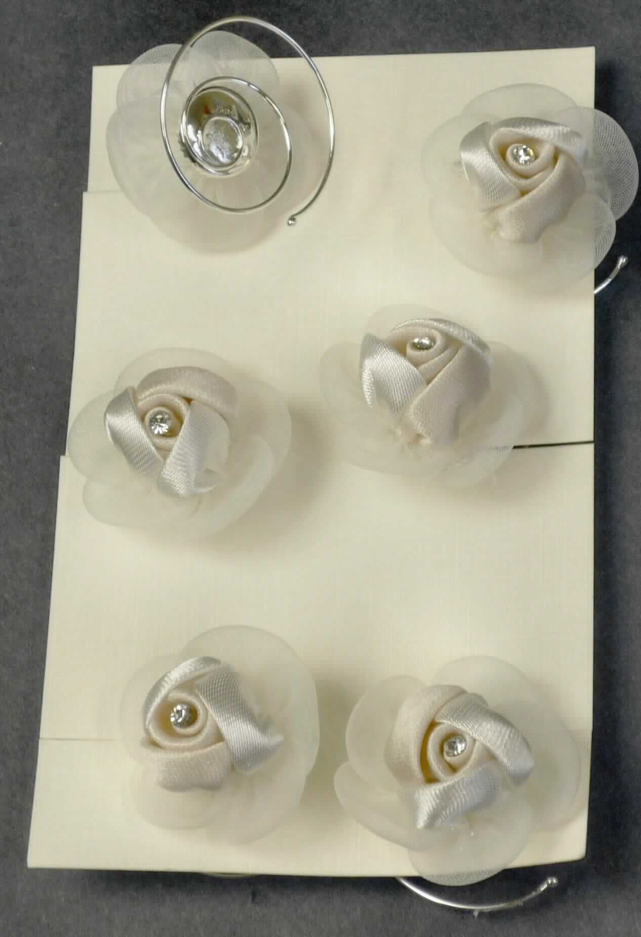 Es handelt sich um Haarschmuck in Gestalt eines spiralförmig gewundenen Drahtes, der auf der Oberseite mit einer Spinnstoffblüte verziert ist. Die Spinnstoffblüte ist mittig mit einem Strassstein dekoriert.

Der Haarschmuck ist zu 6 Stück in einer klarsichtigen Kunststofftüte verpackt und als "haarnadelähnliche Ware" einzureihen.
