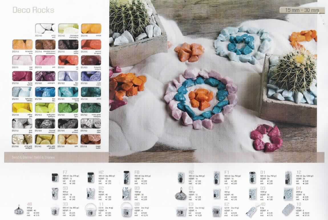 Angaben: Warenbezeichnung: Deco Rocks 15-30mm, Muster 10 - Warenart: gefärbte Steine mit der Körnung 15-30mm - Herstellungsverfahren: Basismaterial ist Marmor (dieser wurde gebrochen), welcher mit einem
PU-Färbeverfahren gefärbt und gecoatet (Kunststoffschicht) wurde - Aufmachung: Verkauf in Kleinverpackungen - Verwendungszweck: ausschließlich zu Dekorationszwecken - Sonstiges: Farbvarianten gemäß Katalog-Abbildungen. 

Feststellungen: Äußere Beschaffenheit des vorgelegten Warenmusters: überwiegend fliederfarbene, splittförmige Steinkörnung - Korngröße: ca. 15 - 25mm.

Die Angaben der Antragstellerin werden als zutreffend unterstellt.  

Befund: Danach handelt es sich zolltariflich bei dem Artikel um eine Körnung von Naturstein, künstlich gefärbt, der Position 6802 des Zolltarifs.