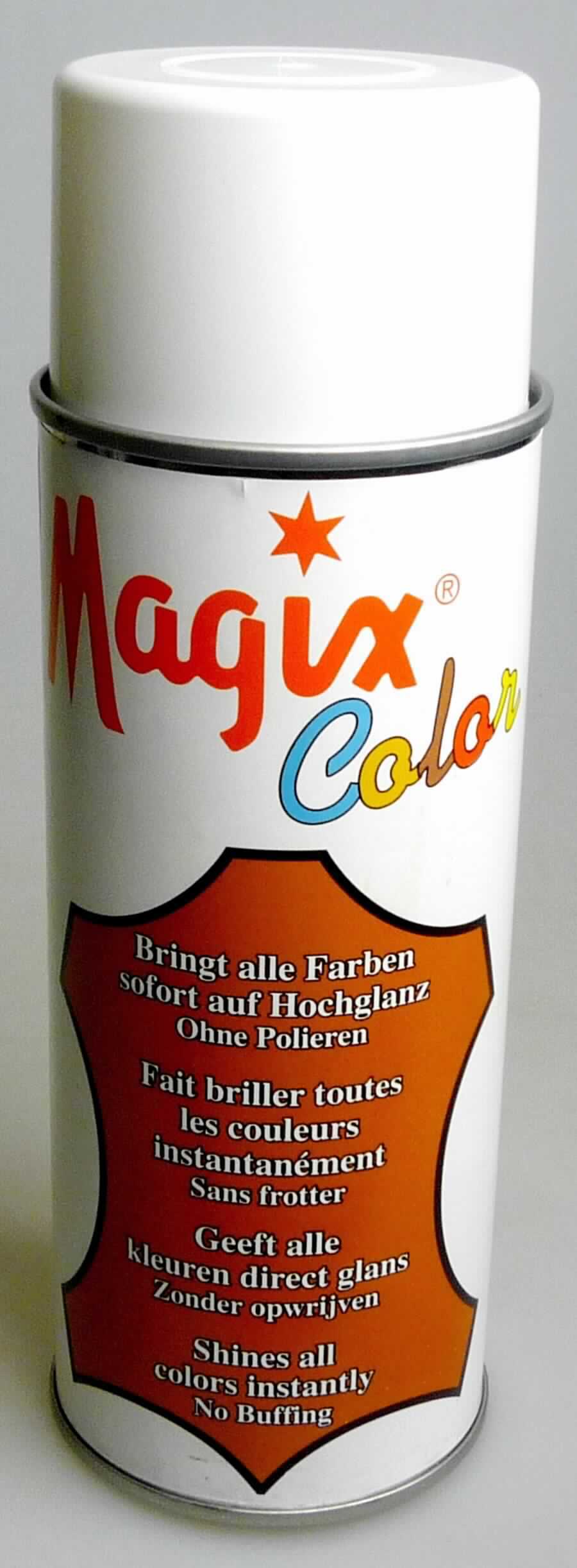 Angaben: 
MAGIX-color Super Shine; bringt durch eine Art von Lackbildung alle ursprünglichen Farben der Gegenstände (z.B. Glattlederschuhe, Handtaschen, Gürtel, Accessoires) auf Hochglanz ohne Polieren.
 
Warenbeschaffenheit: 
Farblose Sprühflüssigkeit in Einzelverkaufsverpackung (Sprühdose), die einen abriebfesten Film bildet.
Trockenstoff (103°C): 5,5 GHT
IR-Sprektrum (Trockenstoff): Celluloseacetatbutyrat entsprechend

Befund: 
Lösung im Sinne der Anmerkung 4 zu Kapitel 32 (Lösung eines Erzeugnisses der Positionen 3901 bis 3913 in flüchtigen organischen Lösungsmitteln, mit einem Anteil an Lösungsmitteln von mehr als 50 GHT).