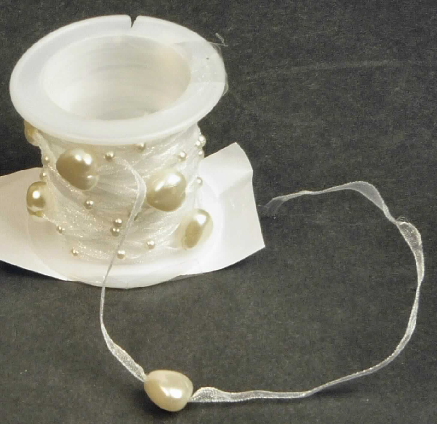 Posamentierware, sog. Dekoschnur, Art. B 17673, Foto siehe Anlage,
- als Meterware, auf einer Rolle aus Kunststoff aufgewickelt,
- aus einem ca. 4 mm breiten Band aus augenscheinlich Chemiefasern,
- in regelmäßigen Abständen sind Perlen und stilisierte Herzen aus Kunststoff aufgefädelt und festgeklebt.

"Posamentierware, als Meterware, ohne Stickerei, nicht aus Gewirken oder Gestricken"