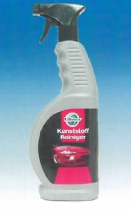 Angaben: Kunststoffreiniger-Spray in 650ml-Pump-Sprühflasche; flüssige, milchig-weiße Emulsion; hergestellt auf der Grundlage einer Siliconemulsion. Flüssigkeit zur Reinigung aller Kunststoffteile in und am Fahrzeug (z.B. Fahrzeugcockpit, Stoßfänger), die Kunststoffteile werden wirkungsvoll aufgefrischt und dauerhaft konserviert.

Befund: ähnliches Autopflegemittel