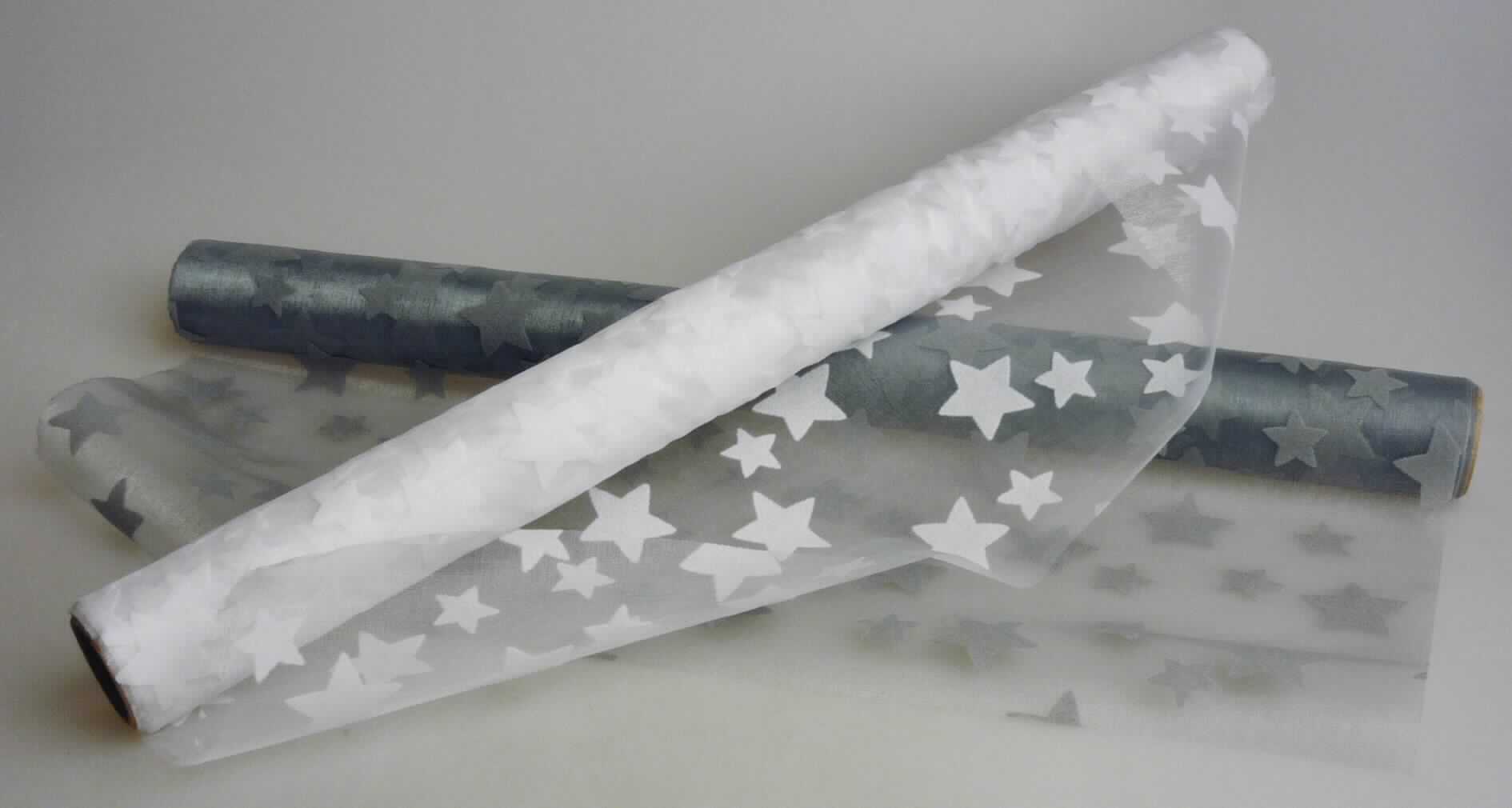 Gewebe, sog. Organza, gerollt, Art. 25485 (weiß) und Art. 25488 (grau), Foto siehe Anlage,
- in einer klarsichtigen Kunststofffolie verpackt,
- als Meterware auf Rollen; lt. Antrag mit einer Breite von 40 cm und einer Länge von 200 cm,
- lt. Untersuchungsergebnis:
-- in Leinwandbindung,
-- aus ungezwirnten, nicht hochfesten Garnen aus synthetischen Filamenten aus Polyamid,
-- musterbildend (Sternmotiv) mit Scherstaub beflockt (= bedruckt),
-- an den Längskanten heiß geschnitten (nicht konfektioniert).


"Gewebe aus Garnen aus synthetischen Filamenten, andere als in den Unterpositionen 5407 10 bis 5407 30 
  genannte, mit einem Anteil an Filamenten aus Polyamiden von mehr als 85 GHT, bedruckt"