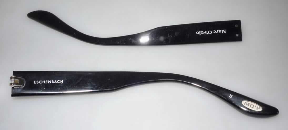 Bügel für eine Brillenfassung (Abbildung siehe Anlage), in Form eines ca. 13 cm langen, leicht gebogenen Brillenbügels aus schwarzem Kunststoff. Er ist Teil einer Fassung für eine Sonnenbrille. Teile von Fassungen für Brillen werden nicht als Teil einer Brille der Position 9004 eingereiht, da sie sich bereits als Waren der Position 9003 darstellen.

Die Ware wird als "Teil, erkennbar hauptsächlich für eine Brillenfassung bestimmt" eingereiht.