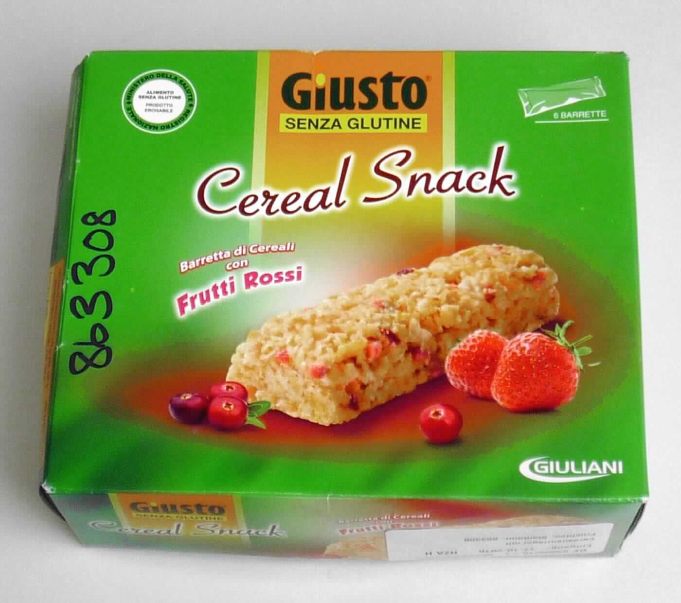 Cerealienriegel mit Früchten

Antragsangaben:
"Giusto SENZA GLUTINE Cereal Snack Barretta di Cereali con Frutti Rossi"


Beschreibung des vorgelegten Warenmusters:

8,5 cm langer, 2,8 cm breiter und ca. 1,8 cm hoher, barrenförmiger fester Riegel aus Cornflakes, die mit vereinzelten getrockneten roten und dunkelblauen Beerenstückchen durchsetzt sind. Geschmack vorherrschend nach Cornflakes, sehr süß und nach den enthaltenen Beeren. Sechs einzeln in grüne Original-Schlauchfolie (ohne aufgedruckte GTIN) eingeschweißte Riegel befinden sich in einem grünen Original-Umkarton. Der Aufdruck enthält italienisch- und englischsprachige Angaben zum Erzeugnis ("Maize Flakes with Forest Fruit, Gluten-free"), Angaben zum Inhalt (6 x 25 g = 150 g), die Zutatenliste und (auf einem separaten Aufkleber) die GTIN (siehe jeweils Feld 8).

Kakao: nicht enthalten (gemäß Zutatenliste)

Lebensmittel, durch Aufblähen oder Rösten von Getreide oder Getreideerzeugnissen hergestellt, 
auf der Grundlage von Mais