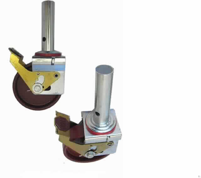 Es handelt sich um Rollen (Durchmesser: etwa 145 mm, Radbreite: etwa 39,5 mm) aus Kunststoff, die in einem Gehäuse mit Kipphebel, aus Stahl (charakterbestimmend), und drehbarer, kreisrunder Befestigungsplatte aus Stahl und Kunststoff auf einem Lager montiert sind. Auf die Befestigungsplatte ist ein Rohrabschnitt mit zwei gegenüberliegenden Lochungen justiert.
Die Erzeugnisse dienen zur Verwendung als Gerüstrolle und verfügen über eine Tragkraft von 400 kg (Antragstellerangaben).

Abbildung siehe Anlage.

Derartige Erzeugnisse gehören als "Konstruktionsteile (Gerüstmaterial) aus Stahl" zur Codenummer 7308 4000 00 des Integrierten Zolltarifs der EG (TARIC).