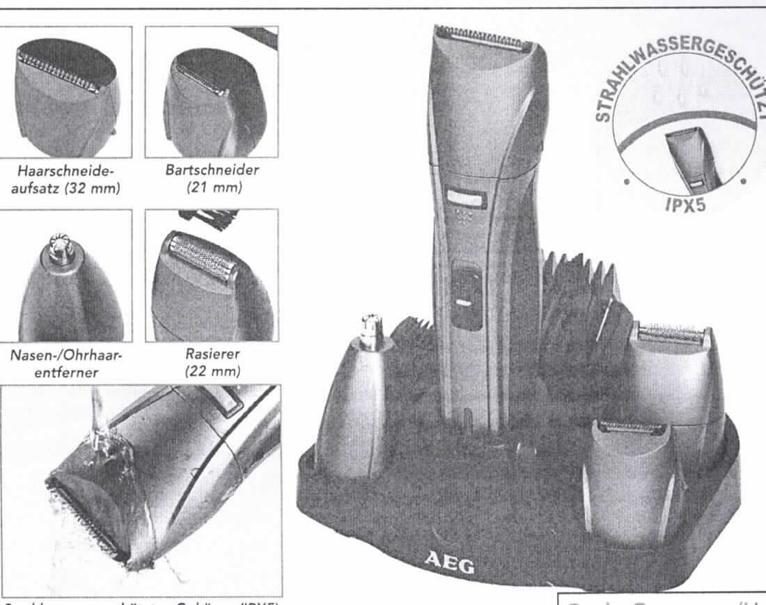 Body Groomer,
- aus einem Handgerät mit eingebautem Elektromotor, Akkumulator, Ein-/Ausschalter,
  Ladekontrollleuchte, Steckeranschluss für Netzadapter und Haarschneideaufsatz
  mit Kamm, Nasen-/Ohrhaarentferner, Bartschneider (alles drei Haarschneideaufsätze)
  und Rasierer (Abbildung siehe Anlage),
- zum Rasieren und Entfernen (Schneiden) von Körperhaaren - ohne kennzeichnende
  Haupttätigkeit -,
- in einer gemeinsamen Verkaufsverpackung mit Ladestation, Ladegerät, 
  Reinigungsbürste und Kamm (Abbildung siehe Anlage).
Der Body Groomer bestimmt den Charakter des Ganzen.


"Haarschneidemaschine (Multifunktionsgerät aus Haarschneidemaschine und Rasierer 
 - ohne kennzeichnende Haupttätigkeit -in Warenzusammenstellung in Aufmachung für 
 den Einzelverkauf mit nicht charakterbestimmendem Beipack) - sog. Body Groomer"