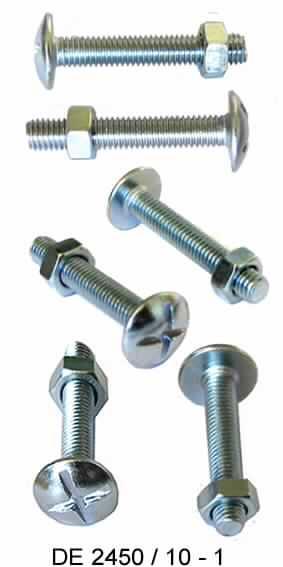 Es handelt sich um aus verzinktem Stahl (kein nicht rostender Stahl) gefertigte Schrauben mit Flachrundkopf mit Kreuzschlitz und mit über die gesamte Länge reichendem metrischen Gewinde (M5 x 30 mm) mit stumpfem Gewindeende.
Die nicht aus vollem Material gedrehten Erzeugnisse sind gemeinsam mit vier Außensechskantmuttern zu jeweils vier Stück in einer Kunststoffbox verpackt.
- Antragstellerangaben -
Gesamtlänge: etwa 32,3 mm.

Abbildung siehe Anlage.

Derartige Erzeugnisse gehören als "andere Schrauben aus Stahl, mit Gewinde, nicht aus vollem Material gedreht, mit Kopf mit Kreuzschlitz, mit dazugehörenden Muttern" zur Codenummer 7318 1559 99 des Integrierten Zolltarifs der EG (TARIC).