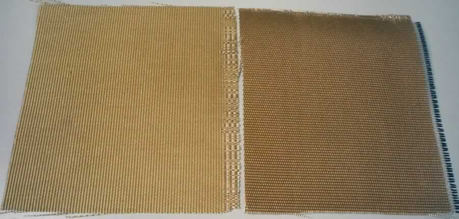 Kautschutierte Gewebe, sog. gummierte Textilien, Foto siehe Anlage,
- als Meterware, mit einer Breite von mehr als 20 cm, veranschaulicht durch Musterabschnitte der Artikel EE 200 
  und EE 250, 
- aus Geweben mit Kett- und Schussfäden aus laut Antrag Polyester (synthetische Chemiefasern),
- in Leinwandbindung, 
- laut Antrag mit einer Resorcin-Formaldehyd-Latex-Lösung mit einem charakterbestimmenden Anteil an 
  Styrol-Butadien-Kautschuk (Kautschuk i. S. d. des Kapitels 40) von ca. 85,75 GHT bestrichen, 
- mit einem Quadratmetergewicht von unter 1500 g (EE 200: ca. 621 g/m²; EE 250: ca. 784 g/m²),
- dient zur Herstellung von Förderbändern (somit kein Reifencordgewebe der Position 5902).

"Kautschutierte Gewebe, andere als solche der Position 5902, andere als in der Unterposition 5906 10 
 genannte, aus Geweben, andere als in den Unterpositionen 5906 9910 00 und 5906 9990 10 genannte"