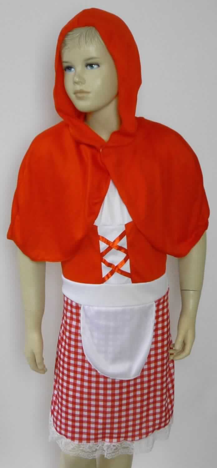 Kinderkostüm Rotkäppchen, Größe 12-14 Jahre (entspricht den Größen 152 bis 164), Foto siehe Anlage,
- Zusammenstellung, bestehend aus einem Kleid und einem Kapuzencape (andere Kleidung),
- gemeinsam in einem Polybeutel verpackt,
- gehört als Maskenkostüm aus Spinnstoffen nicht zum Warenkreis der Position 9505,
- getrennte Einreihung aller Bestandteile, weil die Kleidungsstücke nicht zusammen in eine Position eingereiht 
  werden können,
- alle Flächenerzeugnisse aus laut Antrag 100 % Polyester (synthetische Chemiefasern),
- Kleid:
-- aus ca. 0,5 mm dicken, verschiedenen einfarbigen und bedruckten Gewirken,
-- über den Schritt reichend (Rückenlänge: ca. 78 cm),
-- mit einem runden Halsausschnitt,
-- ohne Öffnung und ohne Verschluss,
-- mit kurzen Ärmeln,
-- entlang des Halsausschnitts und an den Ärmelenden elastisch gerafft,
-- oberhalb der Taille mit angenähten Bändern aus Geweben verziert, die optisch den Eindruck einer verschnürten
   Öffnung erwecken sowie mit zwei angenähten Bindebändern aus Gewirken ausgestattet,
-- am unteren Rand durch Überwendlichnähte gesäumt; vorn mit einem angenähten, ca. 3 cm breiten Zuschnitt aus  
   durchbrochenen Gewirken (sog. Raschelspitze) verziert,
-- kann aufgrund der Länge ohne ein weiteres, den Unterkörper bedeckendes Kleidungsstück getragen werden.

"Kleid, aus Gewirken, für Mädchen, aus synthetischen Chemiefasern"