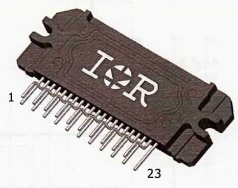 Intelligentes Leistungsmodul (sog. Integrated Power Module  IRAM136-0461G),
- in Form einer Multikomponente Integrierten Schaltung (MCO) mit einer monolithischen
  integrierten Schaltung, IGBTs, Dioden, Widerständen inkl. NTC und Kondensatoren,
- in einem SIP-Gehäuse mit 23 Pin-Anschlüssen (Abbildung siehe Anlage),
- bei Defekt wirtschaftlich sinnvoll nicht reparabel.

"Elektronische integrierte Schaltung, kein Prozessor und Steuer- und Kontrollschaltung,
 Speicher oder Verstärker; Intelligentes Leistungsmodul in Form einer Multikomponente
 Integrierten Schaltung (MCO)"