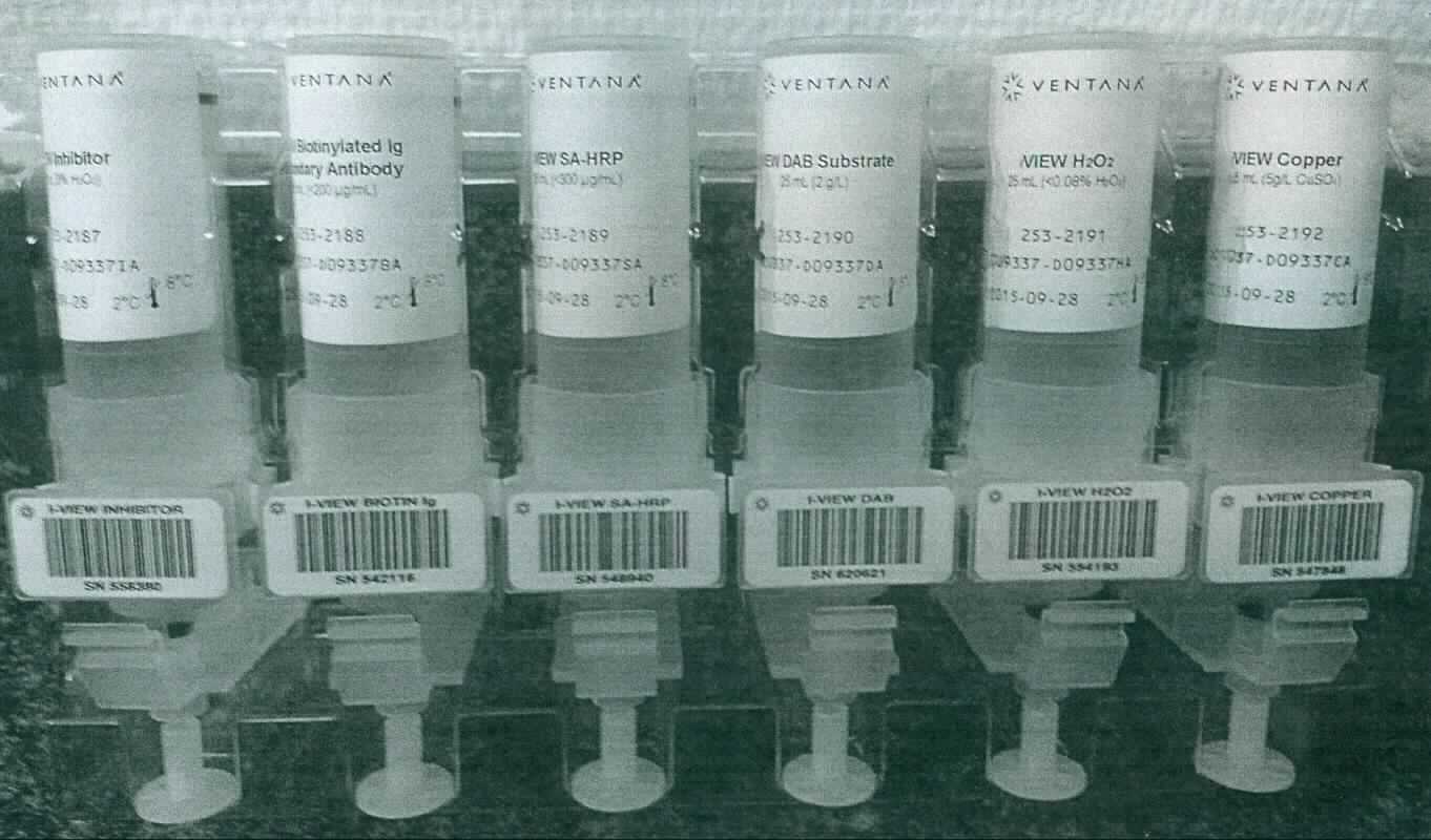 Modifiziertes immunologisches Erzeugnis; Reagenzienkit

Bei der vorgelegten Warenprobe handelt es sich um ein Reagenzienkit für die In-vitro-Diagnostik zum Nachweis von speziellen Antikörpern aus Gewebeschnitten.
Ein Reagenzienkit, welches in einem bunt bedruckten Faltkarton für den Einzelverkauf aufgemacht ist, enthält:
- 1 Spenderfläschchen (25 ml) Inhibitor-Lösung;
- 1 Spenderfläschchen (25 ml) Lösung mit Antikörperkonjugat (biotinyliert);
- 1 Spenderfläschchen (25 ml) Lösung mit Enzymsubstrat (Strepavidin modiziert);
- 1 Spenderfläschchen (25 ml) Lösung mit Färbesubstrat;
- 1 Spenderfläschchen (25 ml) Phosphatpuffer mit Wasserstoffperoxid;
- 1 Spenderfläschchen (25 ml) Acetatpuffer mit Kupfersulfat.

Es liegt eine für den Einzelverkauf aufgemachte Warenzusammenstellung vor, deren Charakter durch das biotinylierte Antikörperkonjugat bestimmt wird. Die Ware ist als immunologisches Erzeugnis in Aufmachung für den Einzelverkauf in die Unterposition 3002 15 der Kombinierten Nomenklatur einzureihen.