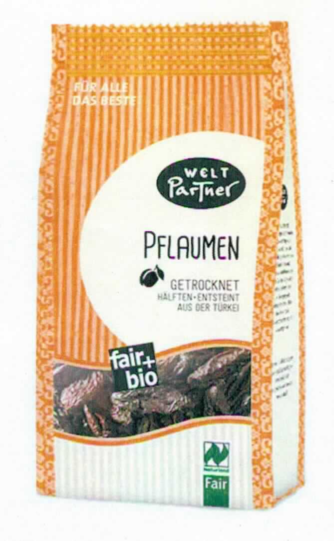 Pflaumen, getrocknet

Umschließung: Mehrfarbig bedruckter Kunststoffstandbeutel (200 g) mit Produktbezeichnung, Angaben über 
Zutaten (Pflaumen), Nährwertangaben, Mindesthaltbarkeitsdatum u. a.

Inhalt: Blauschwarze, bis zu 4 cm große, getrocknete Pflaumenhälften (ohne Kern); Geschmack getrockneten 
Pflaumen entsprechend, ohne besondere Merkmale.

Früchte (ausgenommen solche der Positionen 0801 bis 0806), getrocknet, Pflaumen