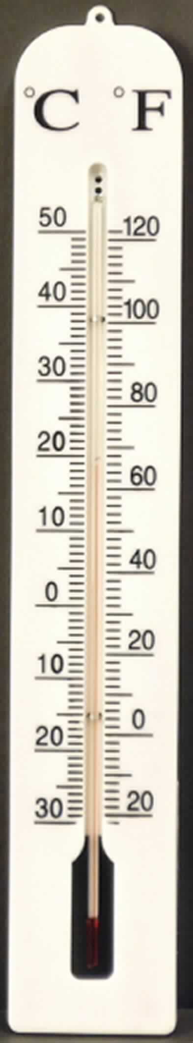 Bei dem Erzeugnis handelt es sich um ein Thermometer aus Kunststoff (ca. 6,5 x 40 x 1 cm). 
Auf der Vorderseite sind zwei Skalen (-30 bis + 50 Grad Celsius und -20 bis +120 Grad Fahrenheit) mit einem Flüssigkeitsthermometer angebracht. Das Steigrohr mit Vorratsgefäß ist mittels zweier Metallbindungen befestigt. Abbildung siehe Anlage. 

Die in einer Blisterverpackung verpackte Ware ist als "Thermometer, nicht mit anderen Instrumenten kombiniert, unmittelbar ablesbar, flüssigkeitsgefüllt, andere als Fieberthermometer, andere als für zivile Luftfahrzeuge" einzureihen.