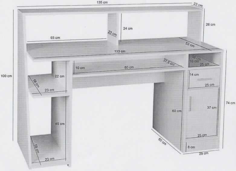 Schreibtisch, sog. "Wohnling-Schreibtisch (WL1.337)", in Form eines ca. 135 x 60 x 100 cm (= B x T x H) großen Tisches aus Holz (MDF-Spanplatte) mit weißer Oberfläche. Er besteht im Wesentlichen aus einer rechteckigen Tischplatte auf seitlichen Wangen, einem mittigen, 80 cm breiten Ablageboden, einer 23 cm tiefen, über die volle Breite des Tisches verlaufenden Ablagefläche, zwei Ablageböden linksseitig sowie einem offenen Fach, einer Schublade sowie einer Tür auf der rechten Seite. Schublade und Tür sind mit Griffen aus Kunststoff in Aluminiumoptik versehen.

Die Ware wird als "anderes als von den Positionen 9401 und 9402 erfasstes Holzmöbel, von der in Büros verwendeten Art, mit einer Höhe von mehr als 80 cm" eingereiht.