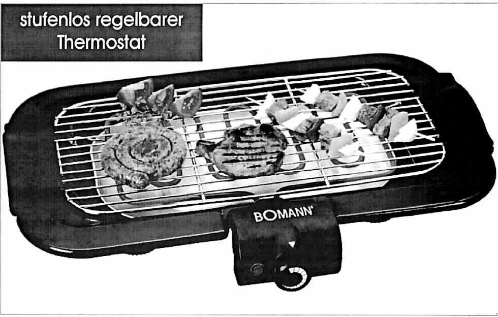 Elektrogrill (sog. Barbeque Tischgrill),
- Tischgerät aus Heizelement mit Temperaturregler, Kontrolllampe und Anschlusskabel, 
  Grillwanne mit Standfüßen, Grillrost mit Handgriff und Reflektorblech,
- noch nicht zusammengebaut,
- mit einer Leistungsaufnahme von 2000 Watt, bei einer Spannung von 230 VAC,
- zum Zubereiten von warmen Speisen (Grillen) im Haushalt.

"Elektrowärmegerät für den Haushalt, Grillgerät, noch nicht zusammengesetzt; sog. 
 Barbeque Tischgrill"