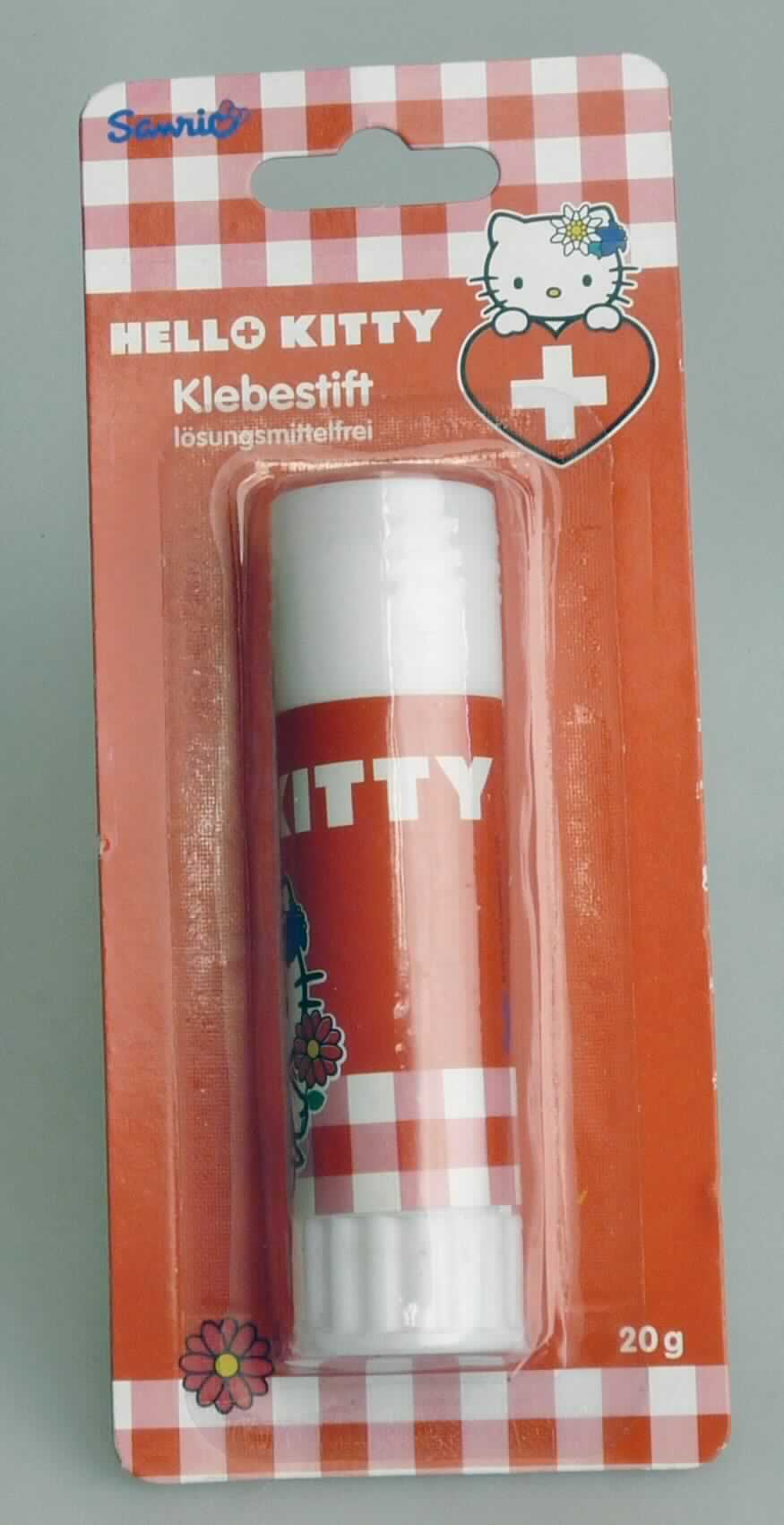 Angaben des Antragstellers:
Hello Kitty Klebestift

Untersuchungsergebnisse an einem Warenmuster:
Weiße, feste, homogene Masse in einer rot-weißen Kunststoffhülse mit Kappe und Drehfunktion. Die Ware befindet sich in Aufmachung für den Einzelverkauf in einer klarsichtigen Kunststoffverpackung mit bunt bedruckter Papprückseite (Kennzeichnung (Auszug): "Sanrio Hello Kitty Klebestift lösungsmittelfrei 20 g").

Befund:
Es liegt ein zur Verwendung als Klebstoff geeignetes Erzeugnis in Aufmachung für den Einzelverkauf mit einem Gewicht des Inhalts von 1 kg oder weniger im Sinne der Position 3506 vor.