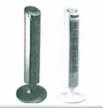 Turmventilator, TVETL01
- aus einem zylinderförmigen Gehäuse (Höhe ca. 840 mm) mit rundem Standfuß, mit eingebautem 
  Elektromotor, Luftein- und -auslass, Bedienelementen und LED-Display mit Anzeige (Abbildung siehe 
  Anlage),
- mit drei Geschwindigkeitsstufen und einstellbarer Oszillation, mit einer Leistung von 45 Watt und einem 
  Gewicht von 2,7 kg,
- zur Erzeugung eines Luftstroms in Räumen, mit einem Luftdruck von weniger als 2 bar, 
- in einer gemeinsamen Verkaufsumschließung mit Fernbedienung.
Der Turmventilator bestimmt den Charakter des Ganzen.

"Ventilatoren, Bodenventilatoren mit eingebautem Elektromotor mit einer Leistung von weniger als 125 Watt, nicht für zivile Luftfahrzeuge (Warenzusammenstellung aus Ventilator -charakterbestimmend- und Fernbedienung) - Tumventilator"