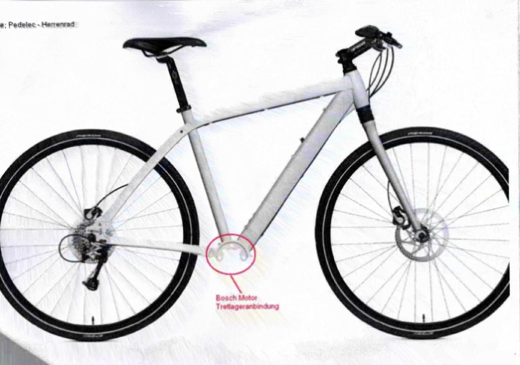 Unvollständiges Fahrrad mit Hilfsmotor, sog. E-Bike, Foto siehe Anlage,
im Wesentlichen bestehend aus:
- einem Rahmen aus Aluminium, 
- mit einer Vorrichtung zur Aufnahme eines Tretlager-Elektromotors (lt. Antrag mit einer
  Nenndauerleistung von maximal 250 Watt),
- einer Federgabel sowie teilweise einem Dämpfer am Hinterbau,
- einem Sattel mit Sattelstütze,
- einer Lenkvorrichtung mit Griffen,
- zwei Laufrädern mit Bereifung,
- einem Bremssystem vorne und hinten,
- einer Ketten- oder Nabenschaltung.

"Fahrrad mit Hilfsmotor, mit Elektrohildsmotor, mit einer Nenndauerleistung von 250 Watt oder weniger"