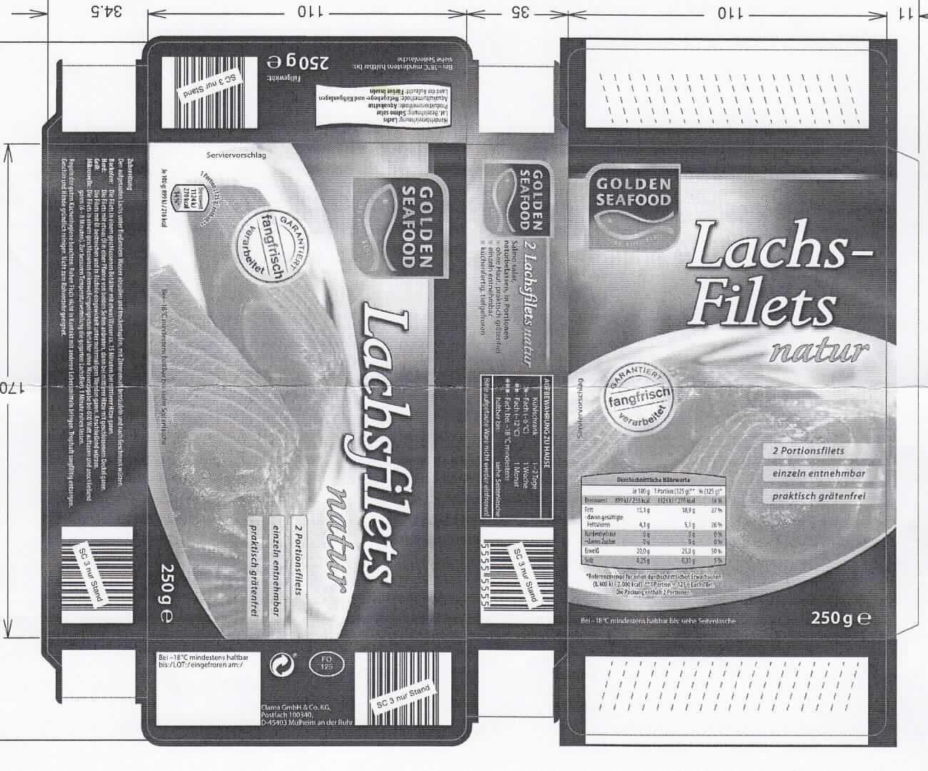 Nach den Angaben der Antragstellerin handelt es sich um rohe, gefrorene Filets von Fischen der Art Salmo salar (Atlantischer Lachs) ohne Haut. Jeweils zwei Fischfilets (Gewicht je 125 g) sind als sog. "Lachs-Filet Natur, ohne Haut" in einer Faltschachtel aufgemacht.

Zolltarifrechtlich handelt es sich um gefrorene Filets von anderen als in den Unterpositionen 0304 31 - 0304 71 genannten Fischen, vom Atlantischen Lachs (Salmo salar).