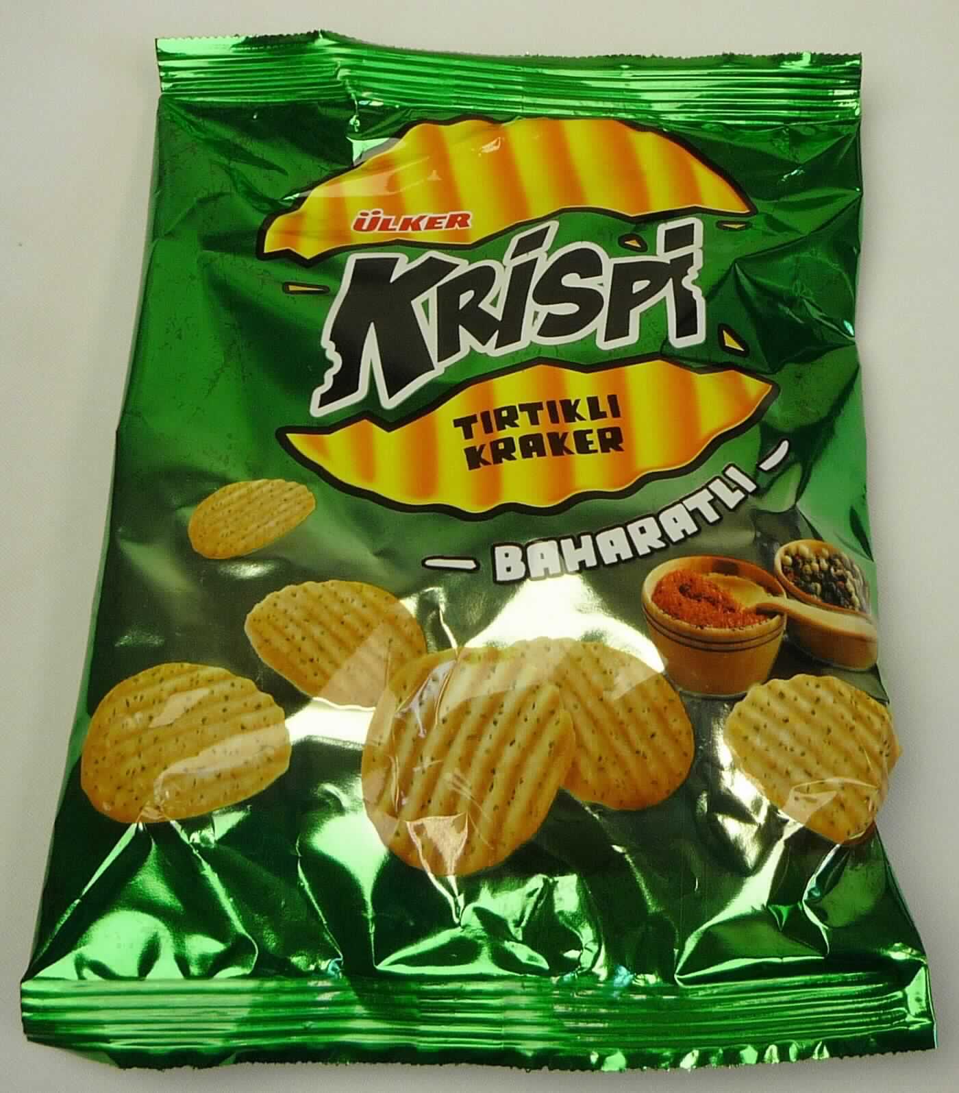 Salzcracker mit Gewürzen

Antragsangaben:
1129-8 Ülker KRISPI Baharatli Salzcracker mit Gewürzen 60 g

Beschaffenheit des vorgelegten Warenmusters:
Bunt bedruckter Schlauchfolienbeutel; der Aufdruck enthält Angaben zum Erzeugnis (Salzcracker mit Gewürzen; 
60 g) und zu den Zutaten (siehe Feld 8); darin hellbraune, gelochte, flache, runde Kekse (Cracker), Durchmesser 
ca. 3,3 cm, bestreut mit wenig Salz und grünen Gewürzpartikeln; Geschmack nach Crackergebäck, salzig, würzig, 
nicht süß.

Stärke/Glucose*: 50 bis weniger als 75 GHT
Saccharose/ Invertzucker/Isoglucose**: weniger als 5 GHT
Milchfett***: weniger als 1,5 GHT
Milchprotein***: weniger als 2,5 GHT

*: festgestellt gemäß VO (EG) 900/2008, VO (EU) 118/2010
**: festgestellt gemäß VO (EG) 900/2008
***: abgeleitet aus der Zutatenliste

Backware, auch kakaohaltig, Kekse und ähnliches Kleingebäck, nicht gesüßt