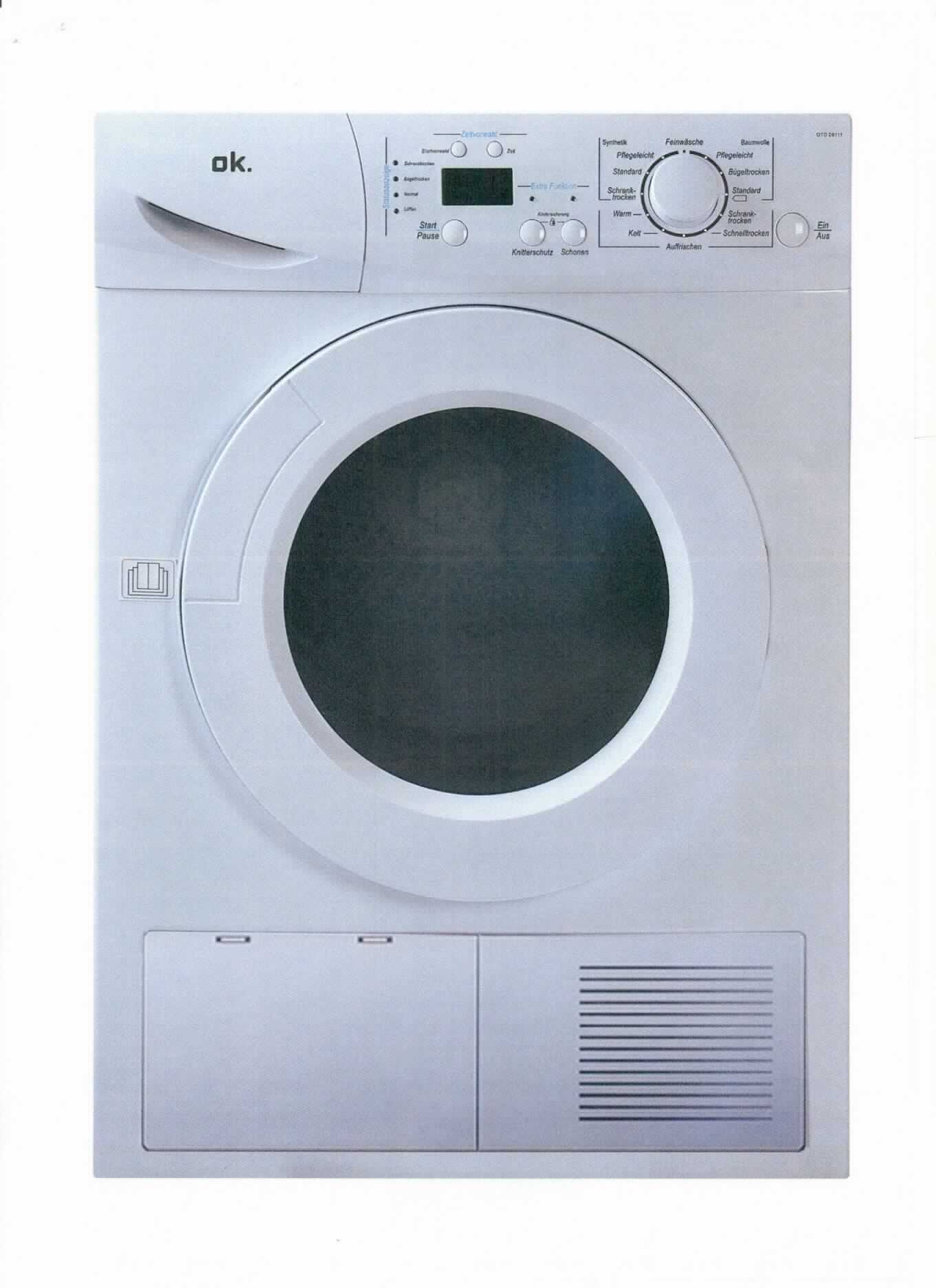 Kondenstrockner,
- aus einem quaderförmigen Gehäuse mit Tür mit den Abmessungen (H x B x T): 845 x 595 x 615 mm, 
  mit einer galvanisch beschichteten Trommel (Fassungsvermögen: 8 kg), Bedien- und Anzeigeelementen, 
  Eingangsleistung von 2700 Watt und einem Gewicht von 43 kg (Abbildung siehe Anlage),
- zum Trocknen von Kleidung und anderen Spinnstoffwaren.

"Maschine zum Trocknen von Spinnstoffwaren, Trockner mit einem Fassungsvermögen an Trockenwäsche von 10 kg oder weniger - sog. Kondenstrockner"