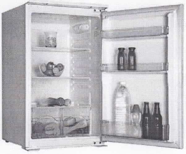 Einbaukühlschrank
- aus Kompressions-Kälteaggregat, drei Türeinsätzen, zwei Glasböden, zwei Gemüse-
  fächern und Innenbeleuchtung, in einem Einbau-Schrankgehäuse (Abmessungen
  H x B x T: 88 x 54 x 54 cm) mit Fronttür (Abbildung siehe Anlage),
- mit einem Netto-Fassungsvermögen von 130 l,
- zum Kühlen und Kühlhalten von Kühlgut im Haushalt.

"Kühlschrank, Haushaltskühlschrank, Kompressorkühlschrank, mit einem Inhalt von weniger als 340 l, kein Tischkühlschrank - Einbaukühlschrank"