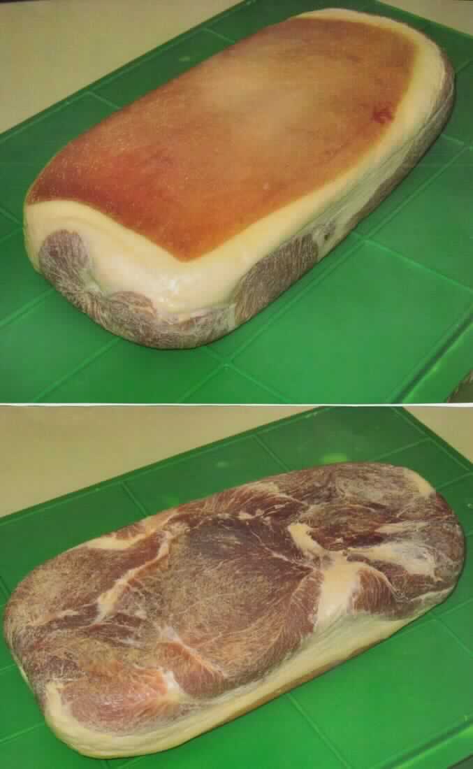 Appenzeller Hausschinken luftgetrocknet.
Es wurden vertrauliche Angaben zu einer passiven Veredelung von frischem oder gefrorenem Schweineschinken in der Schweiz gemacht.

Gemäß der eingereichten Fotos handelt es sich bei dem eingesetzten rohen Schweinefleisch um Teile vom Schinken (siehe ZAnm 2 A b) Kap 02 des Zolltarifs). 
Bei Einhaltung der angegebenen Produktionsschritte handelt es sich bei dem resultierenden Erzeugnis um einen luftgetrockneten (siehe ZAnm 2 E Kap 02 des ZT), an der Oberfläche leicht gewürzten (siehe ZAnm 6 b) Kapitel 02 des ZT), rohen Schinken vom Schwein.