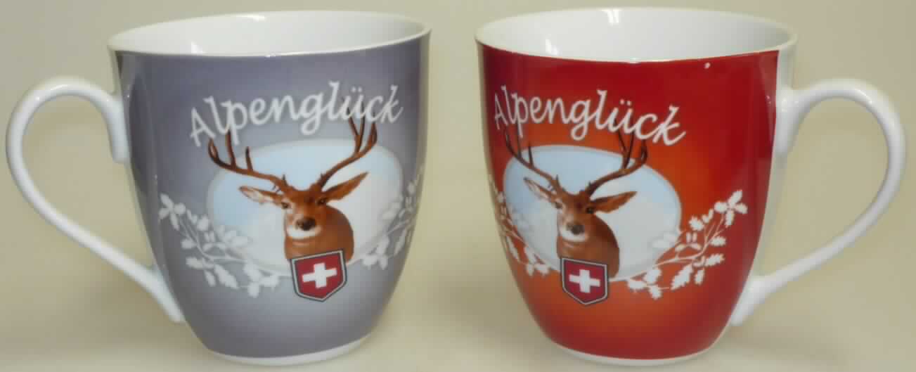 Geschirr aus Porzellan, sog. Jumbobecher Alpenglück, Art. 3438800, 2-fach sortiert,
Foto siehe Anlage, 
- glasierte, becherartige Tasse mit Henkel, 
- außen in unterschiedlichen Farben mit einem Motiv (u.a. mit dem Schriftzug Alpenglück
  und einem Hirsch mit Geweih) verziert, 
- mit einer Höhe von ca. 9,5 cm und einem Durchmesser (oben) von ca. 11 cm, 
- keramisches Erzeugnis, nach der Formgebung gebrannt, tonmineralhaltiges Material 
  enthaltend, 
- lt. Antrag aus Porzellan.

"Geschirr aus Porzellan"