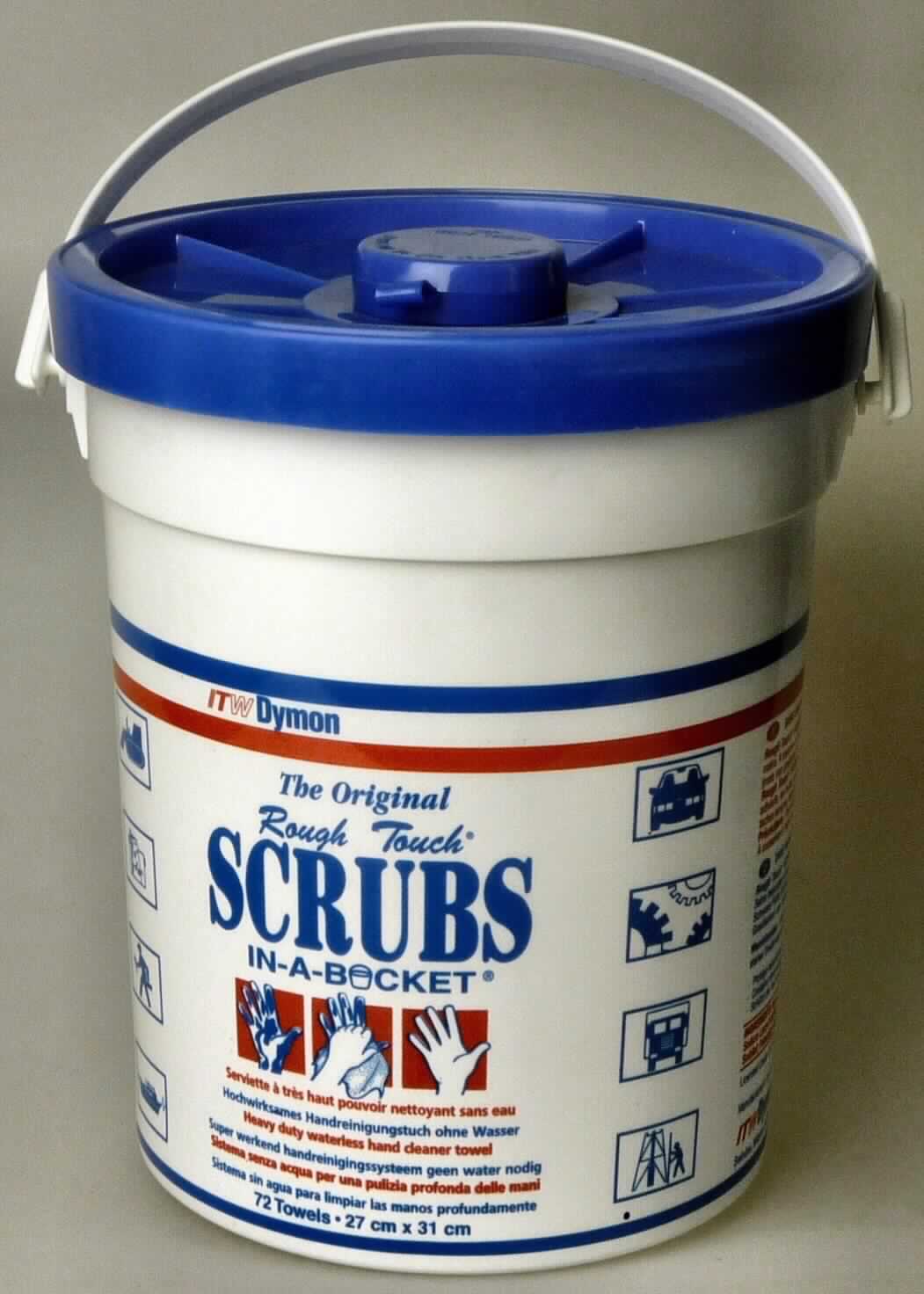 Angaben:
Scrubs; hochwirksames Handreinigungstuch; mit Hautreinigungsmittel (bestehend aus Wasser, Tensiden, Konservierungsmitteln und anderen Bestandteilen) getränkte Tücher.
 
Warenbeschaffenheit:
Blaumarmorierte, feuchte, schäumende, schwach duftende Vliestücher mit Perforierung zum stückweisen Abreißen, umverpackt in einem Kunststoffeimer mit Dosier-/Abreißöffnung.

Befund:
Vliesstoffe mit Reinigungsmitteln getränkt, zur Körperpflege.