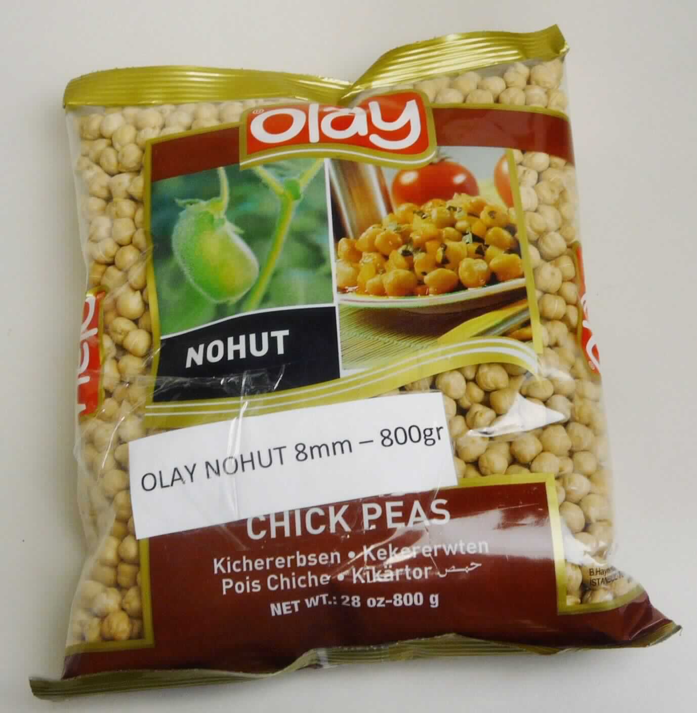 Getrocknete Kichererbsen

Antragsangaben: 
olay Nohut 8 mm - 800 gr, Art.-Nr. 2012 025 

Beschreibung des vorgelegten Warenmusters:
Bedruckter Original-Kunststoffbeutel mit Angaben zum Inhalt (Kichererbsen - 800 g) und Nährwertangaben, 
Zubereitungshinweise fehlen. 

Darin:
Getrocknete, augenscheinlich nicht geröstete, harte, hellbraune Kichererbsen mit der typischen, 
unregelmäßig runden Form; Geschmack: getrockneten, nicht weiter zubereiteten Leguminosen-
samen entsprechend, nicht geröstet

Untersuchungsergebnis Mikroskopie:
Leguminosenstärke nachweisbar, Merkmale weitgehend nativer Stärke entsprechend 
Demnach sind die Kichererbsen nicht vorgekocht.

Getrocknete ausgelöste Hülsenfrüchte, auch geschält oder zerkleinert, Kichererbsen (cicer arietinum)
