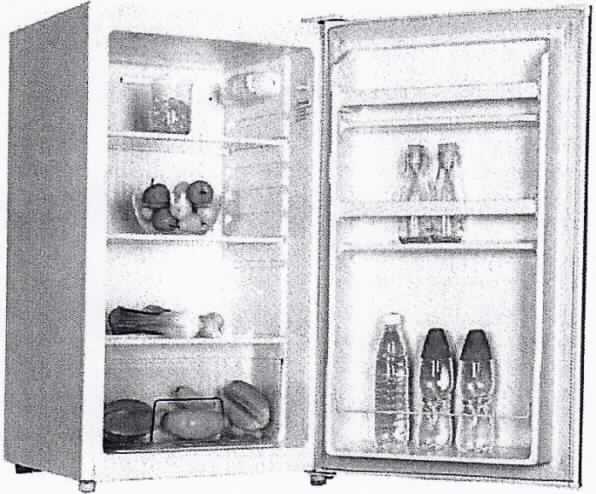 Kühlschrank
- aus Kompressions-Kälteaggregat, drei Türabstellern, zwei Einlegeböden, einem
  Gemüsefach und Innenbeleuchtung, in einem Schrankgehäuse (Abmessungen
  H x B x T: 84 x 48 x 50 cm) mit Fronttür (Abbildung siehe Anlage),
- mit einem Netto-Fassungsvermögen von 92 l,
- zum Kühlen und Kühlhalten von Kühlgut im Haushalt.

"Kühlschrank, Haushaltskühlschrank, Kompressorkühlschrank, mit einem Inhalt von weniger als 340 l, Tischkühlschrank - Kühlschrank"