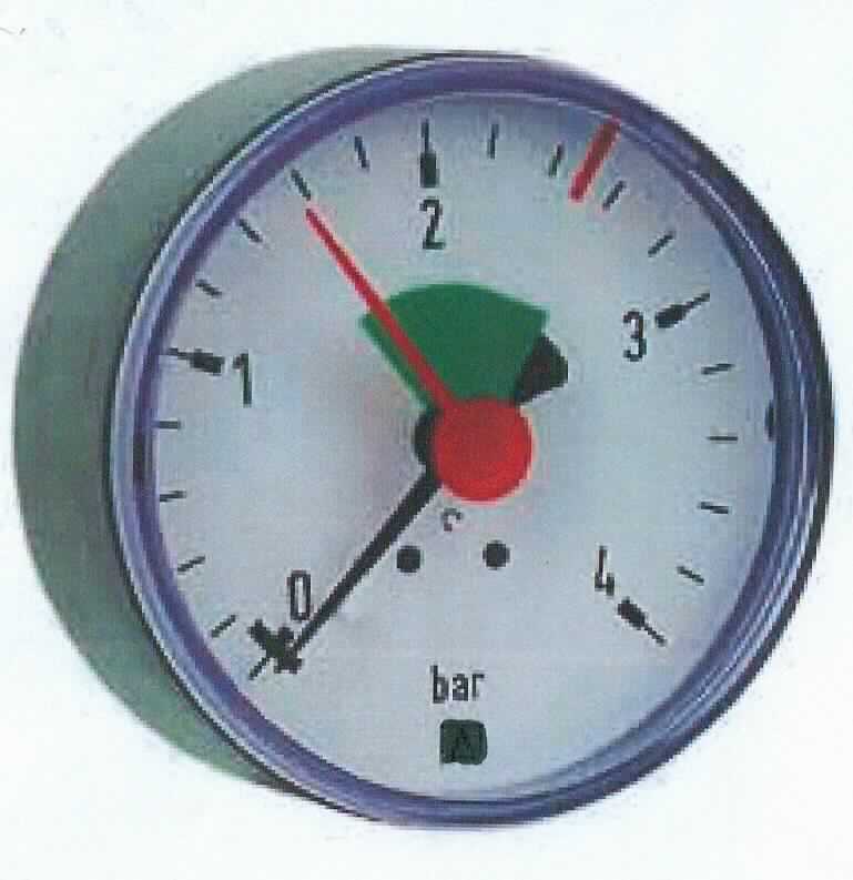 Sog. Manometer, Artikel-Nr. 271509, im Wesentlichen bestehend aus einem zylinderförmigen Kunststoffgehäuse (Durchmesser 63 mm) mit einem Rohrfedermesswerk, einer analogen Messwertskala (0 bis 4 bar), einem Zeiger und einer Höchstwertmarkierung. Das Manometer wird in geschlossenen Heizungsanlagen verwendet und besitzt an der hinteren Seite einen mittels PTFE-Dichtung selbstdichtenden 3/8" Prozessanschluss.

äußere Form: siehe Abbildung in der Anlage

Die Ware wird als "Gerät zum Messen oder Überwachen des Druckes von Flüssigkeiten oder Gasen, ausgenommen Instrumente, Apparate und Geräte der Position 9014, 9015, 9028 oder 9032, anderes als elektronisch, Manometer mit Metallfedermesswerk (Rohrfeder)" eingereiht.
