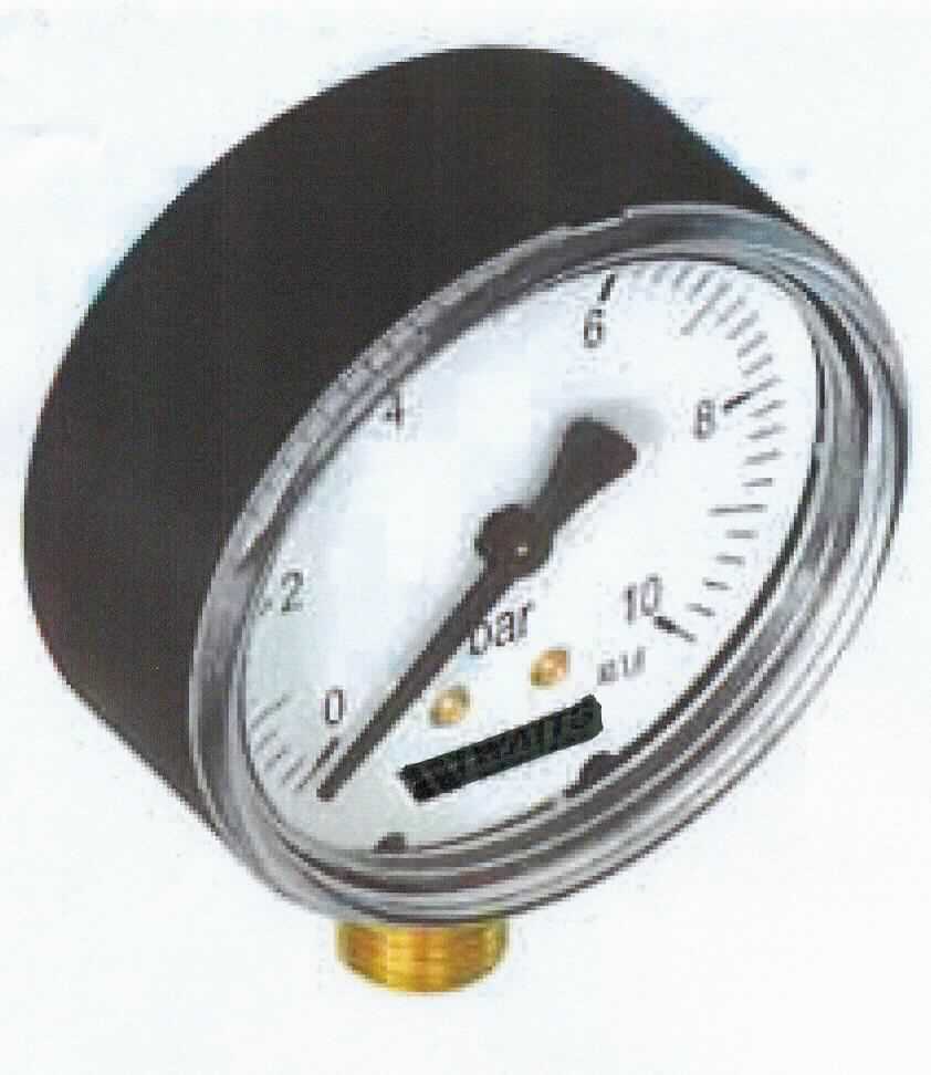Sog. Manometer, Artikel-Nr. 271653, im Wesentlichen bestehend aus einem zylinderförmigen Kunststoffgehäuse (Durchmesser 63 mm) mit einem Rohrfedermesswerk, einer analogen Messwertskala (0 bis 10 bar), einem Zeiger und einer Höchstwertmarkierung. Das Manometer wird im Heizungs- und Sanitärbereich verwendet und besitzt an der unteren Seite einen mittels PTFE-Dichtung selbstdichtenden 1/4" Prozessanschluss. 

äußere Form: siehe Abbildung in der Anlage

Die Ware wird als "Gerät zum Messen oder Überwachen des Druckes von Flüssigkeiten oder Gasen, ausgenommen Instrumente, Apparate und Geräte der Position 9014, 9015, 9028 oder 9032, anderes als elektronisch, Manometer mit Metallfedermesswerk (Rohrfeder)" eingereiht.