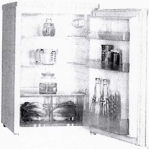 KKühlschrank
- aus Kompressions-Kälteaggregat, drei Türeinsätzen, zwei Glasböden, zwei Gemüse-
  fächern und Innenbeleuchtung, in einem Einbau-Schrankgehäuse (Abmessungen
  H x B x T: 85 x 55 x 58 cm) mit Fronttür (Abbildung siehe Anlage),
- mit einem Netto-Fassungsvermögen von 126 l,
- zum Kühlen und Kühlhalten von Kühlgut im Haushalt.

"Kühlschrank, Haushaltskühlschrank, Kompressorkühlschrank, mit einem Inhalt von weniger als 340 l, Tischkühlschrank - Kühlschrank"