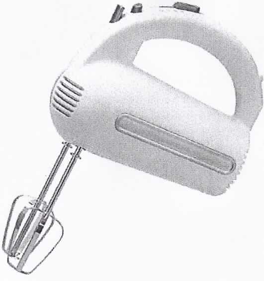 Handmixer
- aus einem Handgerät mit eingebautem Elektromotor (Leistung: 200 Watt),
  mit 5 Geschwindigkeitsstufen, Turboschalter, 2 Edelstahl Rührbesen, 2 Edelstahl
  Knethaken und einem Gewicht von 1 kg (Abbildung siehe Anlage),
- zum Mischen von Lebensmitteln, zur Verwendung im Haushalt.

"Elektromechanisches Haushaltsgerät mit eingebautem Elektromotor, Lebensmittel-
 mischgerät - sog. Handmixer)