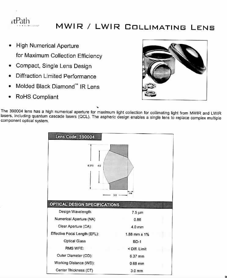 Optische Elemente aus Glas, sog. asphärische Linsen "Black Diamond Lenses", lt. Beschreibung und ergänzenden Antragsangaben:
- nahezu halbkugelförmige Elemente aus optischem Glas (BD-1),
- hergestellt in einem Pressverfahren,
- ungefasst,
- nicht optisch bearbeitet,
- mit einer Dicke (Mitte) von 3,0 mm und einer Breite von 4 mm,
- zur Kollimierung bzw. Fokussierung von Mittelwellen- bzw. Langwelleninfrarotlicht in Lasern 
  (sphärische Abbildungsfehler werden merklich verringert), zum Einsatz in QCL-Lasern;
- keine Zuweisung zum Kapitel 90, weil die Elemente nicht optisch bearbeitet sind.