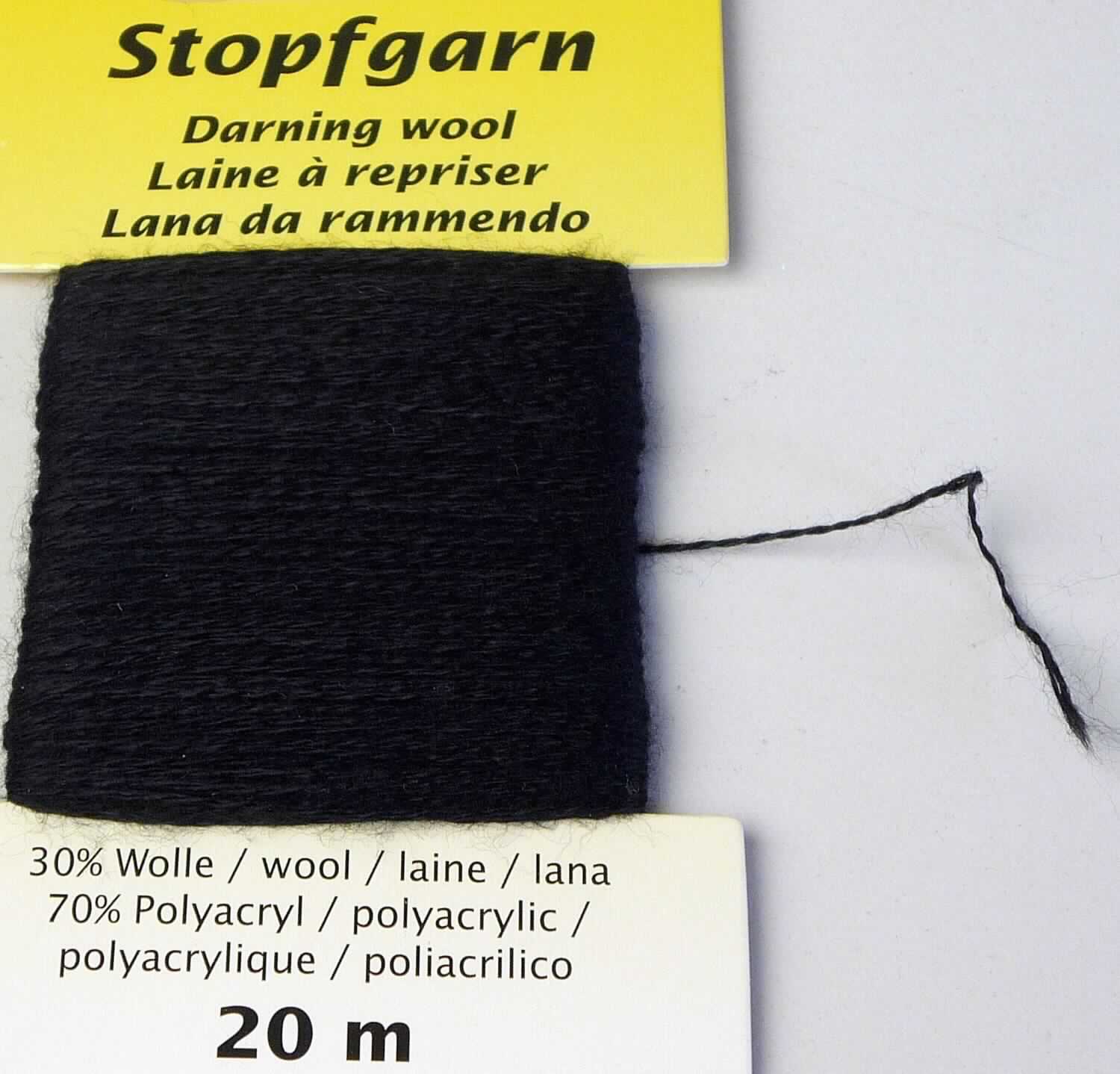 Garn, sog. Stopfgarn, Art. 710-28, Foto siehe Anlage,
- als Meterware, laut Antrag mit einer Länge von 20 m, 
- gezwirnt, mit einer S-Drehung als letzter Drehung (somit kein Nähgarn),
- laut Untersuchungsergebnis aus 100 % Polyacryl-Spinnfasern (synthetische Spinnfasern),
- auf einer Unterlage (Karte) aufgemacht, mit einem Gewicht, einschließlich der Unterlage von laut Antrag 4 g 
  (= Garn in Aufmachungen für den Einzelverkauf).

"Garn aus synthetischen Spinnfasern, kein Nähgarn, in Aufmachungen für den Einzelverkauf, 
 mit einem Anteil an synthetischen Spinnfasern von mehr als 85 GHT"