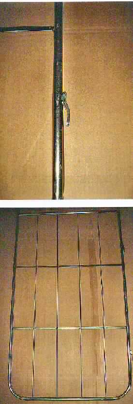 Teil für ein nicht selbstfahrendes Fahrzeug, Foto siehe Anlage,
laut Antrag:
- Seitenwand eines Gittercontainers,
- bestehend aus einem Stahlrohrrahmen (Abmessungen von1480 mm x 790 mm), 
  mit vier senkrecht verlaufenden Rundstäben aus Stahl verschweißt mit zwei waagerecht 
  verlaufenden Flachstäben aus Stah,
- an einer Längsseite des Rahmens mit zwei angeschweißten Stahlhaken versehen,
- dient als seitliche Begrenzung für ein von Hand zu schiebendes Fahrzeug,
- erkennbarer, unvollständiger Aufbau eines nicht selbstfahrenden Fahrzeugs.

"Teil für ein nicht selbstfahrendes Fahrzeug (Seitenwand), Aufbau"