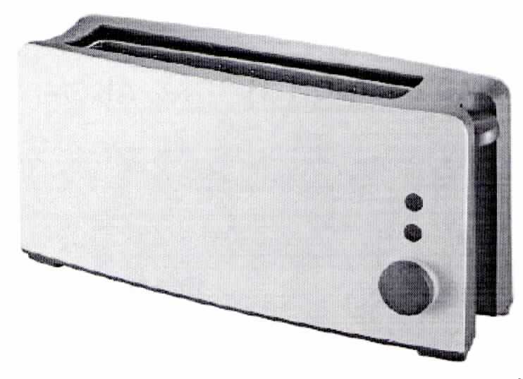 Toaster
- aus einem Metallgehäuse mit zwei extralangen Röstschlitzen mit aufsteckbarem 
  Brötchenwärmer, Bräunungsgradregler sowie einer Abbruch- und Auftaufunktion,
- mit einer Leistungsaufnahme von 800 Watt,
- Haushaltsgerät zum Rösten von Brot.
(Abbildung siehe Anlage)

"Elektrowärmegerät für den Haushalt; Toaster"