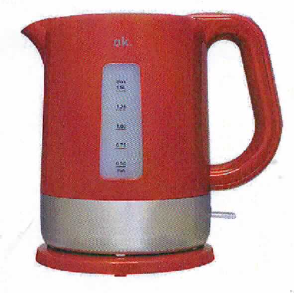 Elektrischer Wasserkocher
- aus einer Basisstation mit Anschlusskabel und aufgesetzter Kanne aus Kunststoff mit 
  Gehäuseapplikationen aus Edelstahl (Fassungsvermögen 1,5 Liter), verdecktem
  Heizelement, herausnehmbarem Filter, Wasserstandsanzeige und Abschaltautomatik,
- mit einer Leistung von 1850 bis max. 2200 Watt bei einer Spannung von 220 bis 240 Volt,
- zum Erhitzen von Wasser.
(Abbildung siehe Anlage)

"Elektrischer Warmwasserbereiter, kein Durchlauferhitzer - Wasserkocher"
