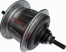Getriebenabe für Nabenschaltung, "Shimano - Modell Nexus", Foto siehe Anlage, 
im Wesentlichen bestehend aus
- einer Radnabe mit einem sog. Planetengetriebe, mit einer Achsenbreite von ca. 184 mm,
- einer 36er Lochung zur Speichenaufnahme,
- erkennbares Teil zur ausschließlichen Verwendung an Fahrrädern.

"Teil für Fahrräder (Getriebenabe)"