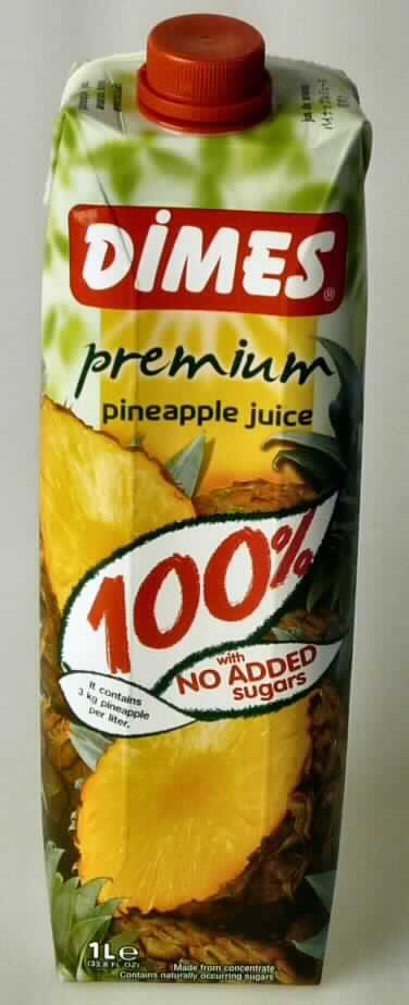 Ananassaft.

Antragsangaben (als zutreffend unterstellt): Dimes premium pineapple juice, 100 %, 1 Ltr, Wert: mehr als 30 Euro für 100 kg Eigengewicht.

Beschaffenheit der vorgelegten Warenprobe: Tetrapak mit einem Inhalt von 1 l. Aufdruck (mehrsprachig), auszugsweise: "Ananassaft. Zutaten: Wasser, Ananassaftkonzentrat." 
Inhalt: Gelbe, leicht bewegliche Flüssigkeit mit feinen Trübstoffen, süß, säuerlich und fruchtig nach Ananas schmeckend.
Zuckergehalt im Sinne der ZAnm 2a) 2. Anstrich zu Kap 20 (lt. Angabe): weniger als 13,0 GHT.
Zugesetzter Zucker im Sinne der ZAnm 5a) 3. Anstrich zu Kap 20: nicht enthalten.

Fruchtsäfte (einschließlich Traubenmost) und Gemüsesäfte, nicht gegoren, ohne Zusatz von Alkohol, auch mit Zusatz von Zucker oder anderen Süßmitteln, Ananassaft, mit einem Brixwert von 20 oder weniger, keinen zugesetzten Zucker enthaltend, andere.