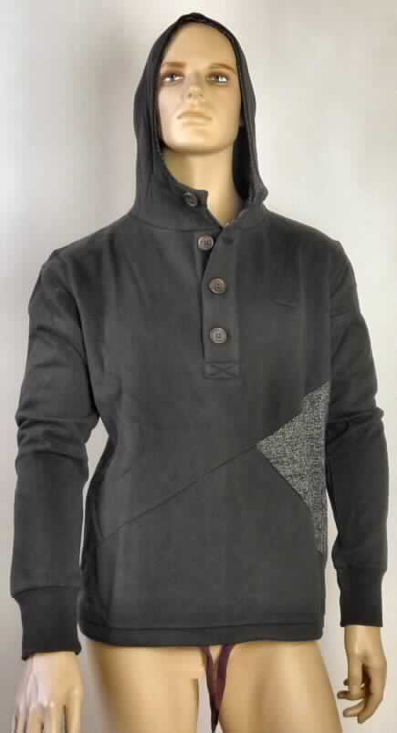 Blouson, sog. Hooded Sweatshirt Shadow, Art. RW10520505, Größe M, Foto siehe Anlage,
- aus ca. 2 mm dicken Gewirken aus lt. Antrag 80 % Baumwolle und 20 % Polyester (Chemiefasern),
- über die Taille reichend (Rückenlänge: ca. 66 cm),
- mit Kapuze,
- mit einer nicht durchgehenden Öffnung mit Knopfverschluss von links über rechts (Männerkleidung),
- mit langen Ärmeln, die mit verengenden Bündchen ausgestattet sind und über den unteren 
  Rand des Kleidungsstücks hinausreichen,
- am unteren Rand mit Tunnelzug zu verengen.

"Blouson aus Gewirken, für Männer, aus Baumwolle"